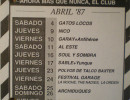 Programaci&oacute;n de Garage Arena. Abril de 1987.