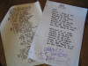 Letra de la canci&oacute;n Ojos de Los Suaves. Consegu&iacute; que Yosi me diera esa hoja de su libreta y me la firmara. Lo de atr&aacute;s son fotocopias de todas las letras del disco.